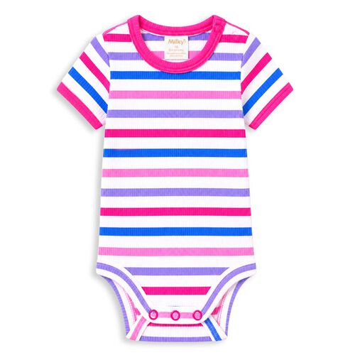 Milky Stripe Rib Bubbysuit 00-1Y